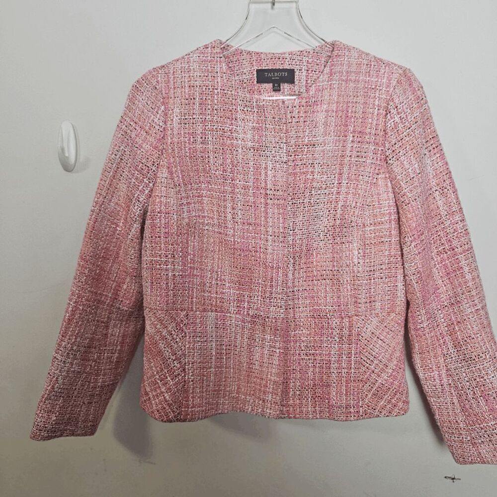 Talbots Full Zip Tweed Barbie core Career Jacket Women's Pink Size 8P